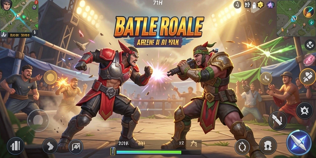 Tampilan gameplay seru dari 71H dengan aksi Battle Royale yang mendebarkan.