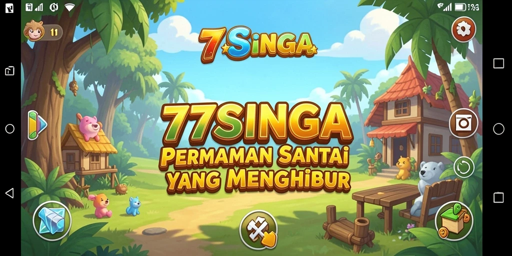 Screenshot gameplay 77SINGA menampilkan antarmuka yang cerah dan menarik.