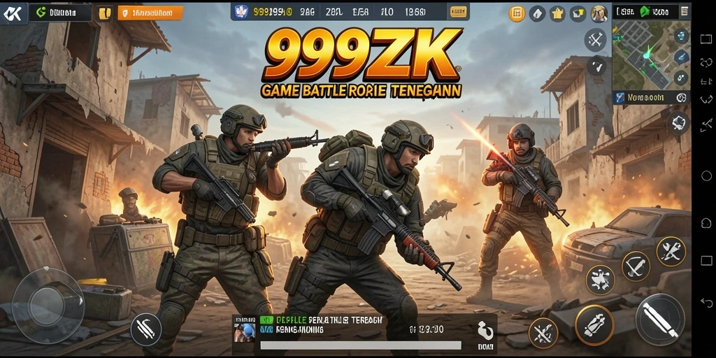 Tampilan gameplay 999ZK dengan pertarungan Battle Royale yang intens.