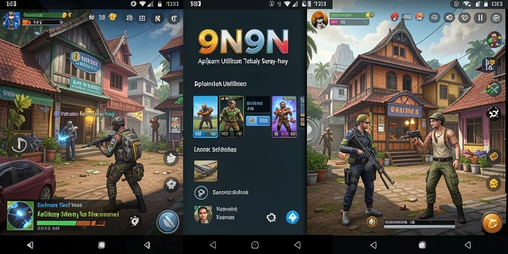 Tampilan utama aplikasi 9N9N dengan fitur utilitas lengkap.