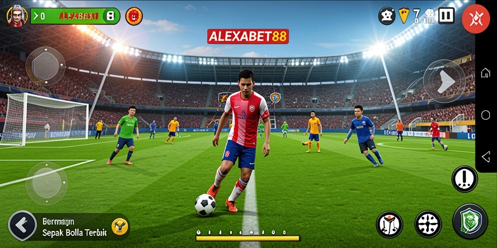 Tampilan gameplay ALEXABET88 dengan aksi sepak bola seru.