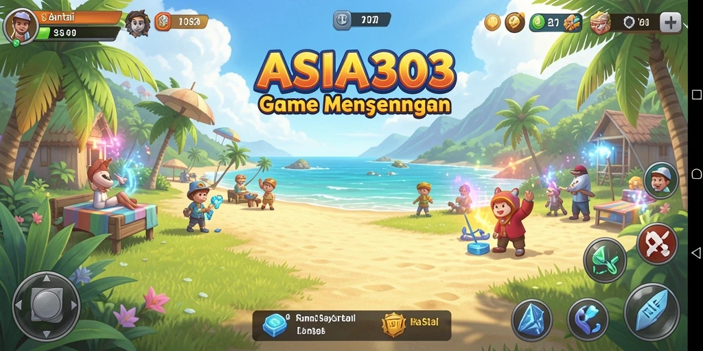Tampilan gameplay ASIA303 yang ceria dan penuh warna.
