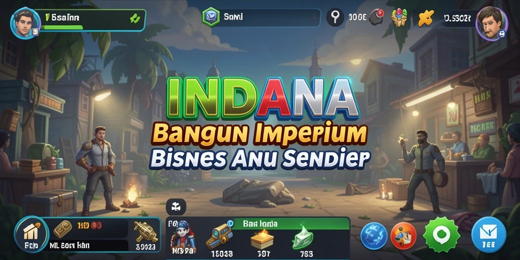 Tangkapan layar gameplay menarik INDAAA menunjukkan aktivitas bisnis.