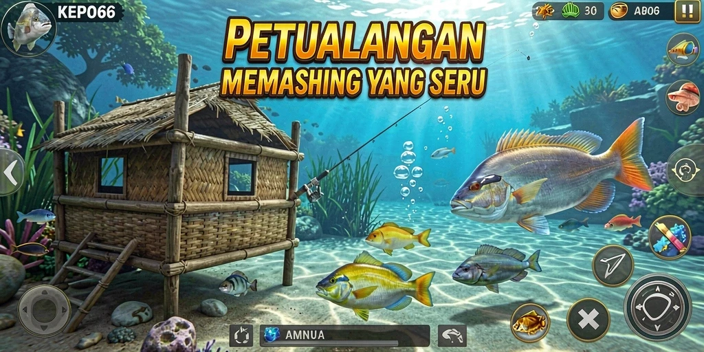 Tampilan gameplay memancing yang mendebarkan di KEPO66.