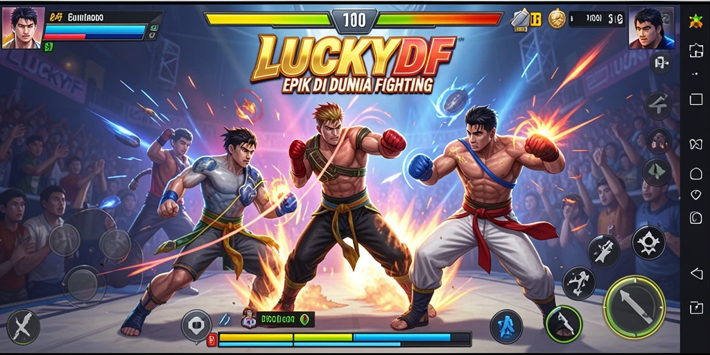Tampilan gameplay LUCKYDF yang menegangkan saat pertarungan berlangsung.