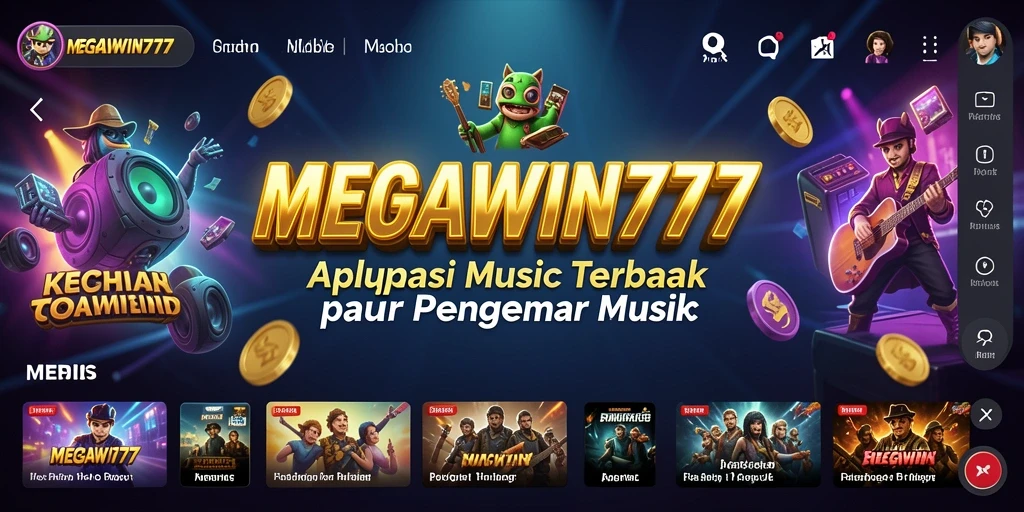 Tampilan gameplay <strong>MEGAWIN777</strong> dengan beragam lagu dan fitur menarik