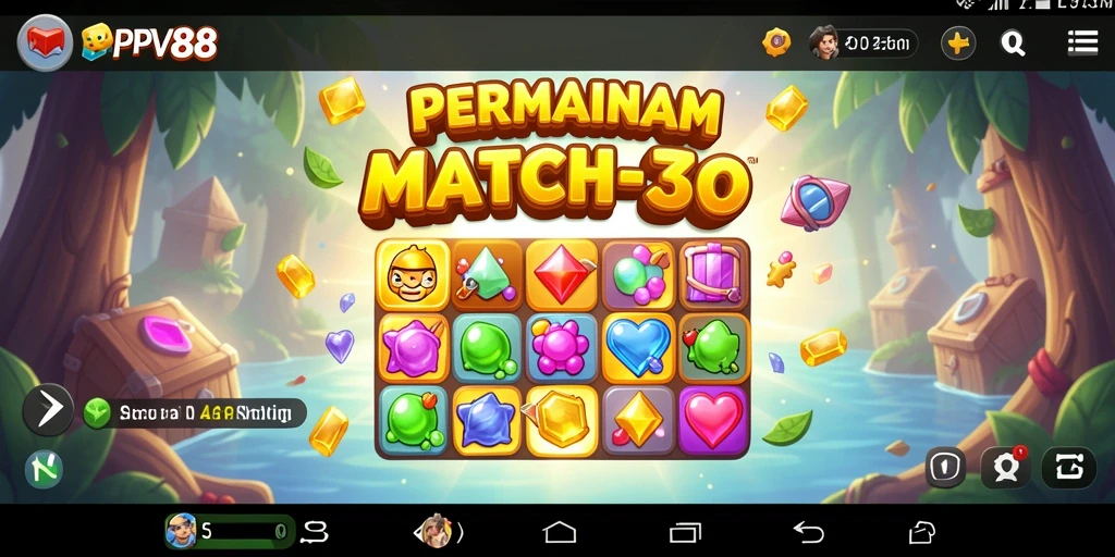 Screenshot gameplay PPV88 menampilkan aksi mencocokkan item Match-3.