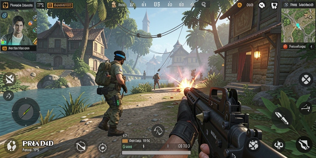 Tangkapan layar menunjukkan gameplay seru PRADA4D dalam aksi TPS.