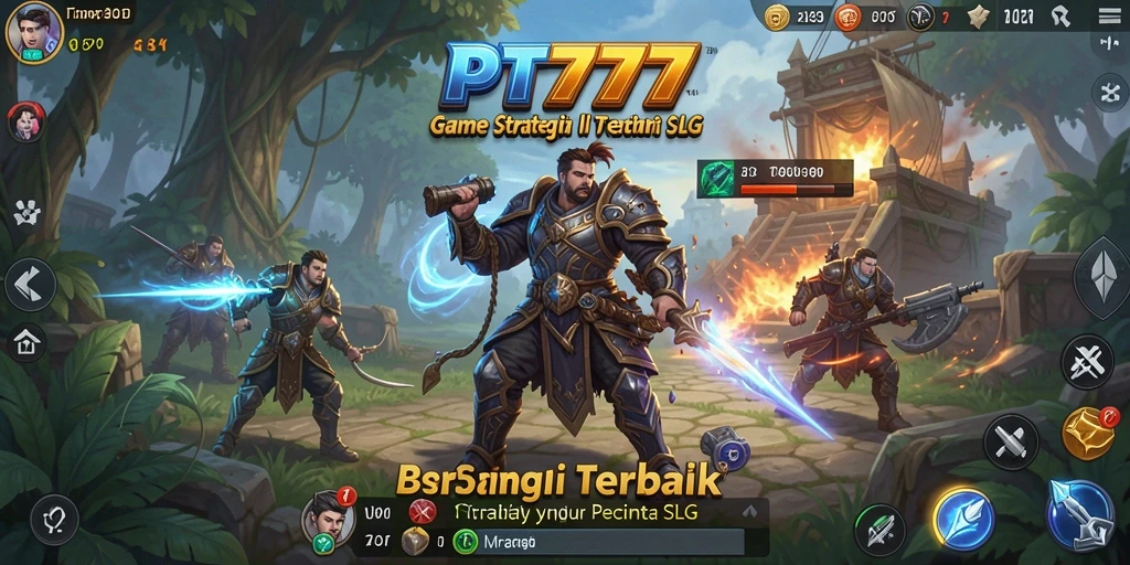 Screenshot utama PT777 menampilkan aksi seru dalam pertempuran strategi.
