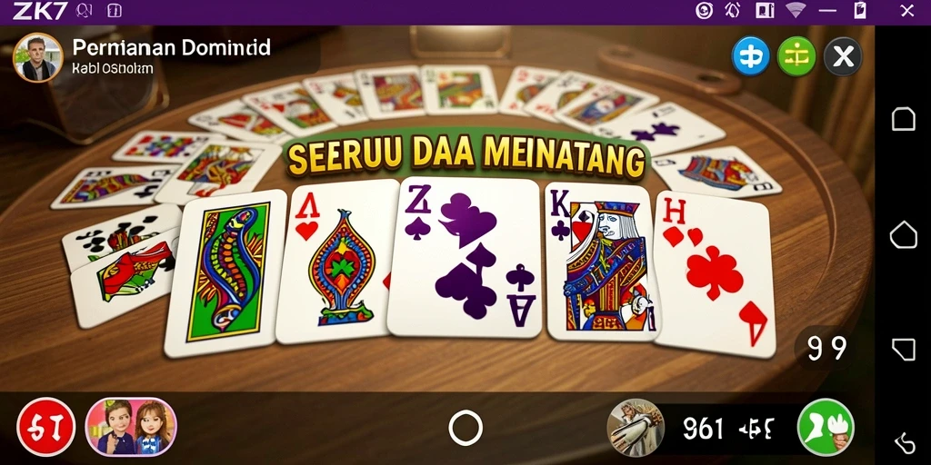 Tangkapan layar gameplay ZK7 dengan suasana permainan Domino yang seru.